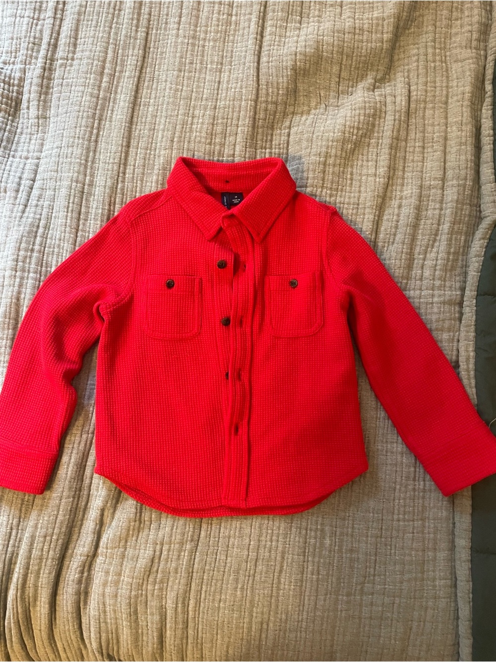 Janie and Jack Bright Red Button-Front Knit Shirt